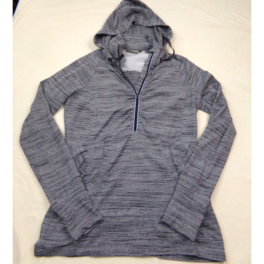 Athleta Heavenly‎ Hail Half Zip Hoodie Womens Size S Space Dye Gray Pullover